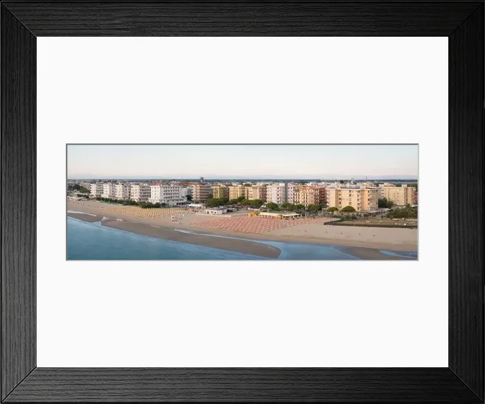 Framed Print : Drone view of sandy beach with umbrellas and gazebos Framed Print : Drone view of sandy beach with umbrellas and gazebos