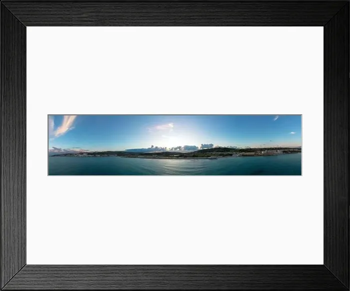 Framed Print : A panorama landscape view of Mellieha Bay in Malta at sunset Framed Print : A panorama landscape view of Mellieha Bay in Malta at sunset