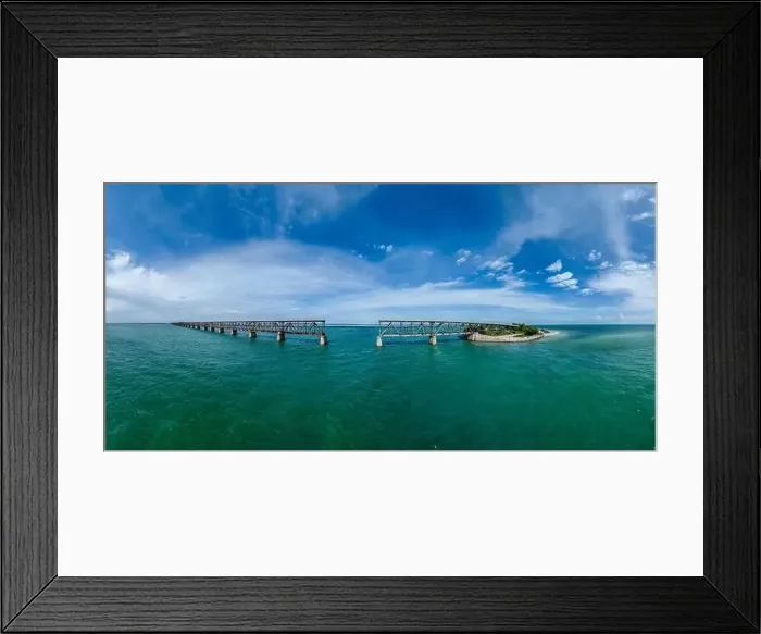 Framed Print : Aerial view of Bahia Honda Rail Bridge on a sunny day Framed Print : Aerial view of Bahia Honda Rail Bridge on a sunny day