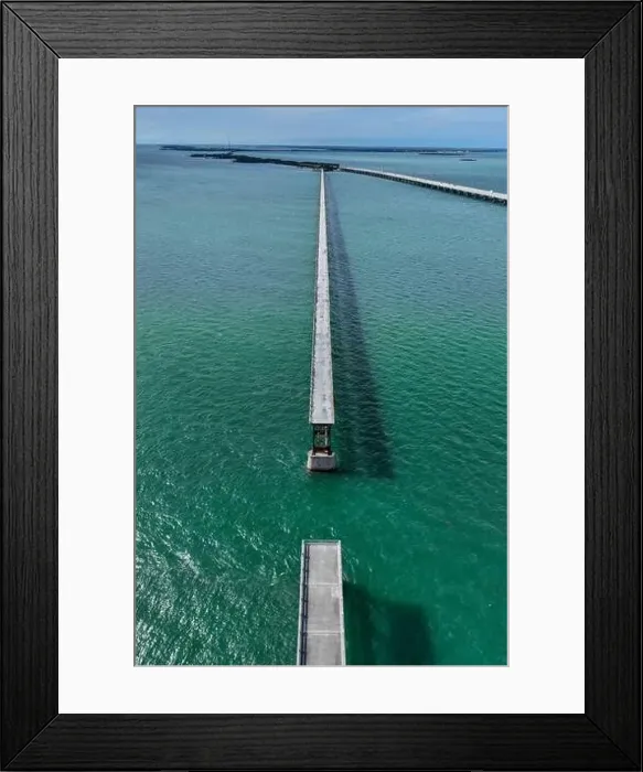 Framed Print : Aerial view of Bahia Honda Rail Bridge on a sunny day Framed Print : Aerial view of Bahia Honda Rail Bridge on a sunny day