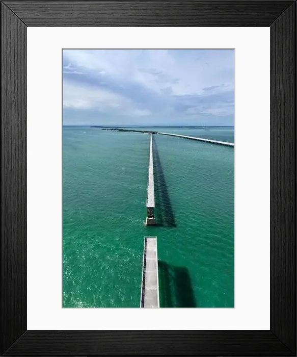 Framed Print : Aerial view of Bahia Honda Rail Bridge on a sunny day Framed Print : Aerial view of Bahia Honda Rail Bridge on a sunny day
