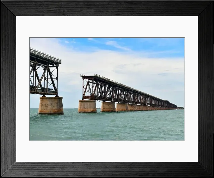 Framed Print : Aerial view of Bahia Honda Rail Bridge on a sunny day Framed Print : Aerial view of Bahia Honda Rail Bridge on a sunny day