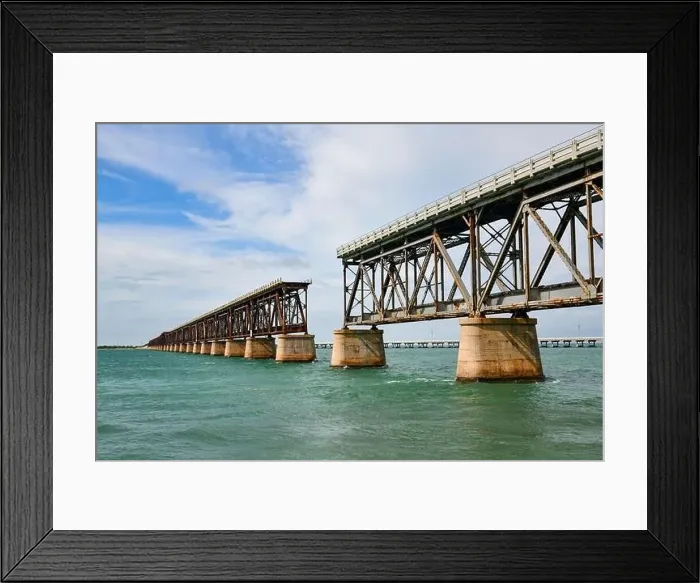 Framed Print : Aerial view of Bahia Honda Rail Bridge on a sunny day Framed Print : Aerial view of Bahia Honda Rail Bridge on a sunny day