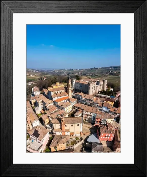 Framed Print : Vertical view of the picturesque village of Costigliole d'Asti in the Piedmont Framed Print : Vertical view of the picturesque village of Costigliole d'Asti in the Piedmont