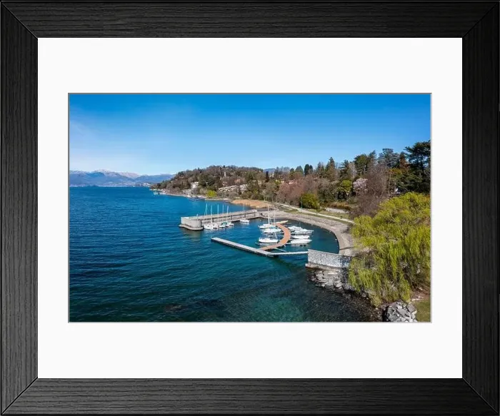 Framed Print : High angle view of the small harbor and marina in Ispra on the shores of Lake Maggiore Framed Print : High angle view of the small harbor and marina in Ispra on the shores of Lake Maggiore
