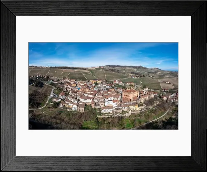 Framed Print : A view of the village of Barolo and the surrounding vineyards in the Italian Piedmont Framed Print : A view of the village of Barolo and the surrounding vineyards in the Italian Piedmont