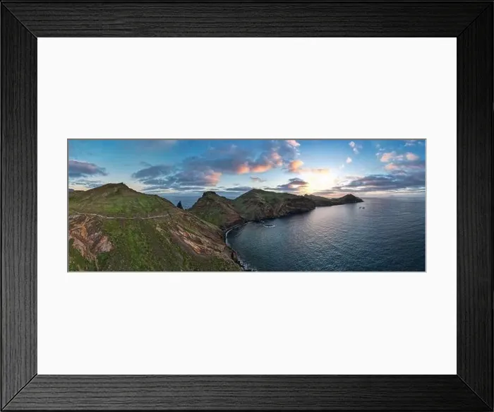 Framed Print : Panorama of Ponta De Sao Lourenco, Madeira. Aerial drone view over coastline and ocean at sunrise Framed Print : Panorama of Ponta De Sao Lourenco, Madeira. Aerial drone view over coastline and ocean at sunrise
