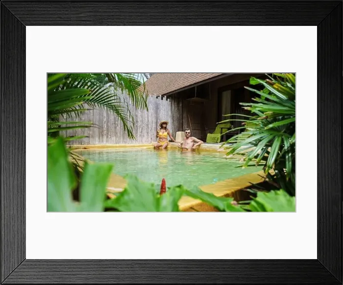 Framed Print : Modern house with a swimming pool, modern pool villa at the beach, luxury villa Framed Print : Modern house with a swimming pool, modern pool villa at the beach, luxury villa