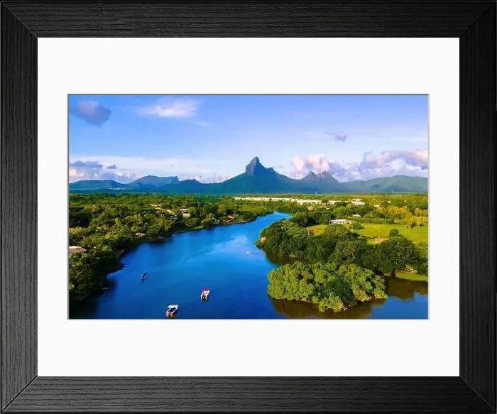 Framed Print : Fishing boats resting at tamarin bay, Mauritius island, indian ocean, africa Framed Print : Fishing boats resting at tamarin bay, Mauritius island, indian ocean, africa