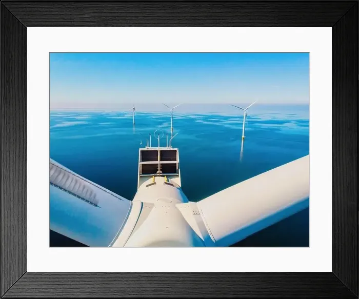 Framed Print : Wind turbine from aerial view, Drone view at windpark westermeerdijk a windmill farm in the lake Framed Print : Wind turbine from aerial view, Drone view at windpark westermeerdijk a windmill farm in the lake