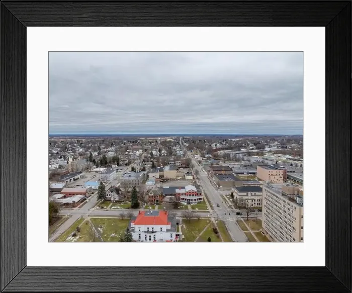 Framed Print : Winter aerial image of City of Ogdensburg, NY on a cloudy afternoon Framed Print : Winter aerial image of City of Ogdensburg, NY on a cloudy afternoon