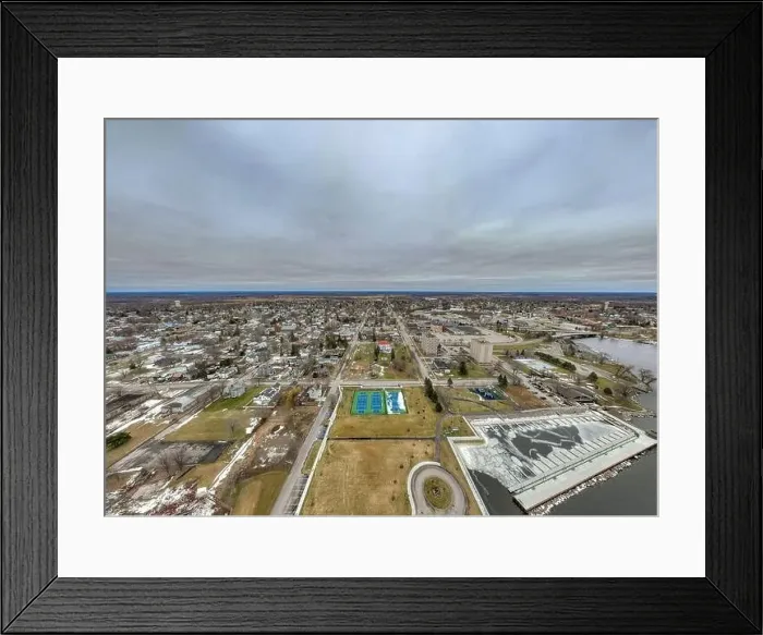 Framed Print : Winter aerial image of City of Ogdensburg, NY on a cloudy afternoon Framed Print : Winter aerial image of City of Ogdensburg, NY on a cloudy afternoon