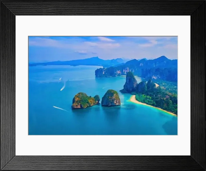 Framed Print : Railay beach Krabi Thailand, tropical beach of Railay Krabi, Drone aerial view of Panoramic view Framed Print : Railay beach Krabi Thailand, tropical beach of Railay Krabi, Drone aerial view of Panoramic view