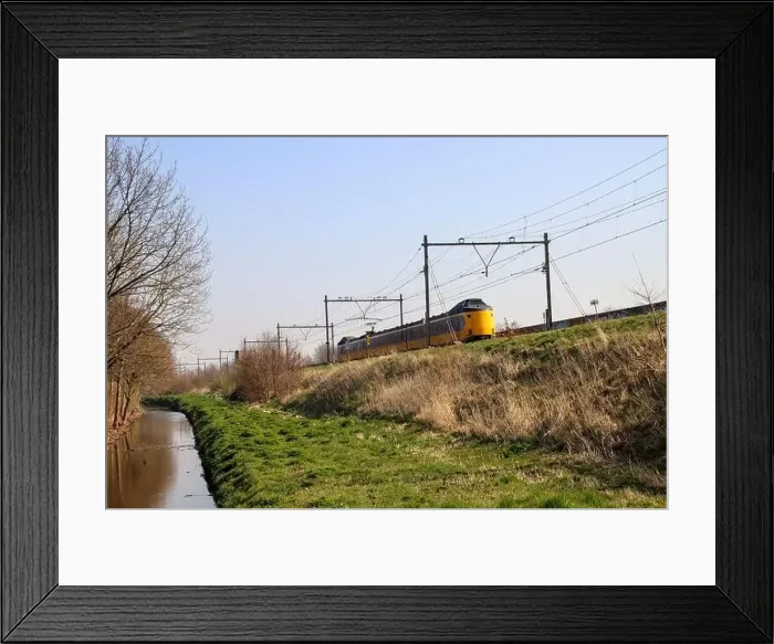 Framed Print : ICM koploper intercity train in railroad track at Zevenhuizen in the Netherlands Framed Print : ICM koploper intercity train in railroad track at Zevenhuizen in the Netherlands