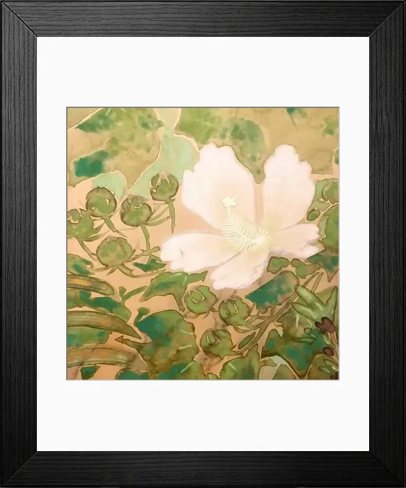 Framed Print : Oriental floral watercolor design on a textured background Framed Print : Oriental floral watercolor design on a textured background