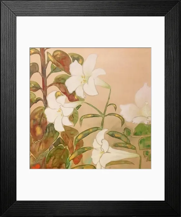 Framed Print : Oriental floral watercolor design on a textured background Framed Print : Oriental floral watercolor design on a textured background