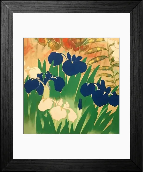 Framed Print : Oriental floral watercolor design on a textured background Framed Print : Oriental floral watercolor design on a textured background