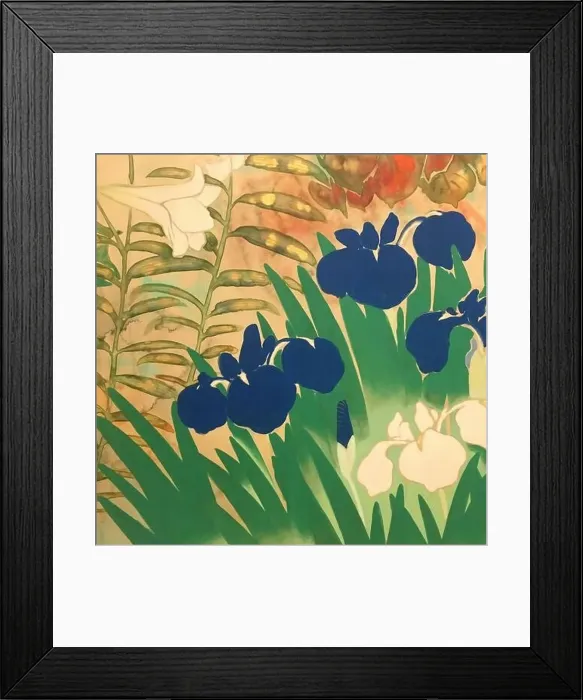 Framed Print : Oriental floral watercolor design on a textured background Framed Print : Oriental floral watercolor design on a textured background