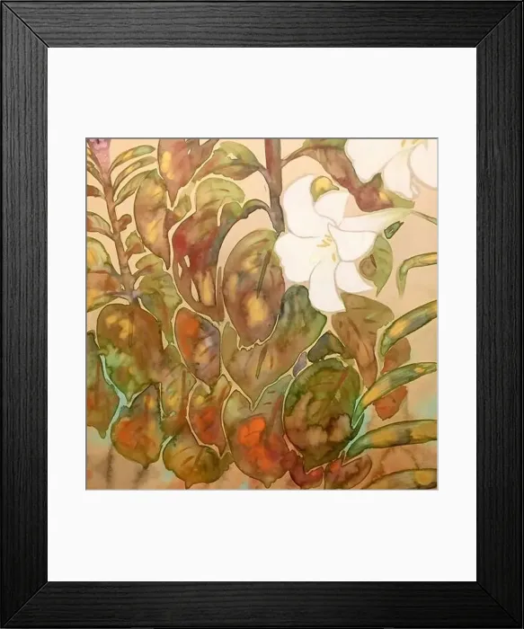 Framed Print : Oriental floral watercolor design on a textured background Framed Print : Oriental floral watercolor design on a textured background