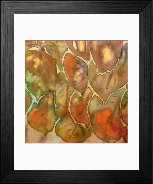 Framed Print : Oriental floral watercolor design on a textured background Framed Print : Oriental floral watercolor design on a textured background