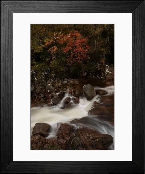 Framed Print : Glencoe valley and waterfall, highland, scotland Framed Print : Glencoe valley and waterfall, highland, scotland