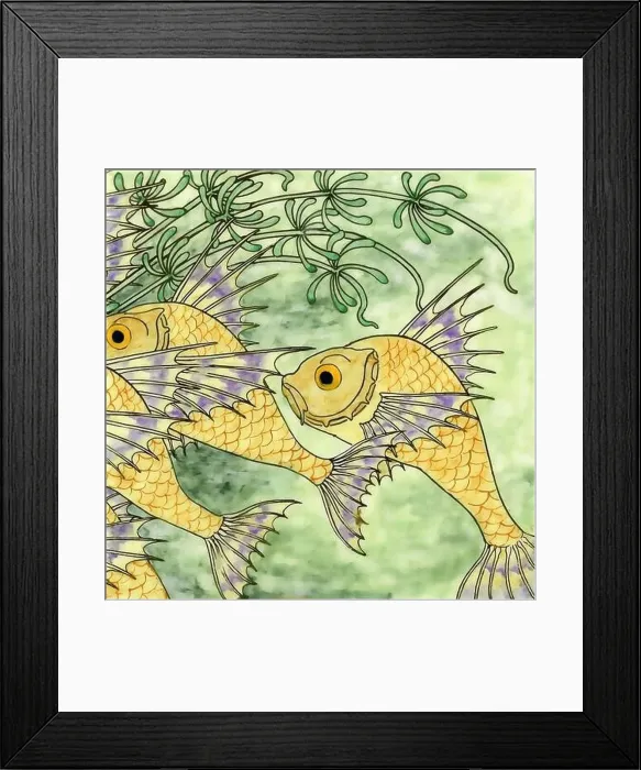 Framed Print : Beautiful fish swimming among aquatic plants. Digital Sea life design on a textured background Framed Print : Beautiful fish swimming among aquatic plants. Digital Sea life design on a textured background