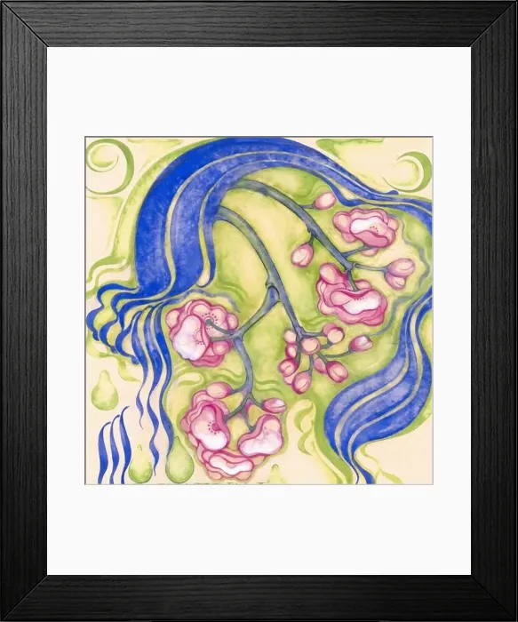Framed Print : Digital floral watercolor design on a textured background Framed Print : Digital floral watercolor design on a textured background