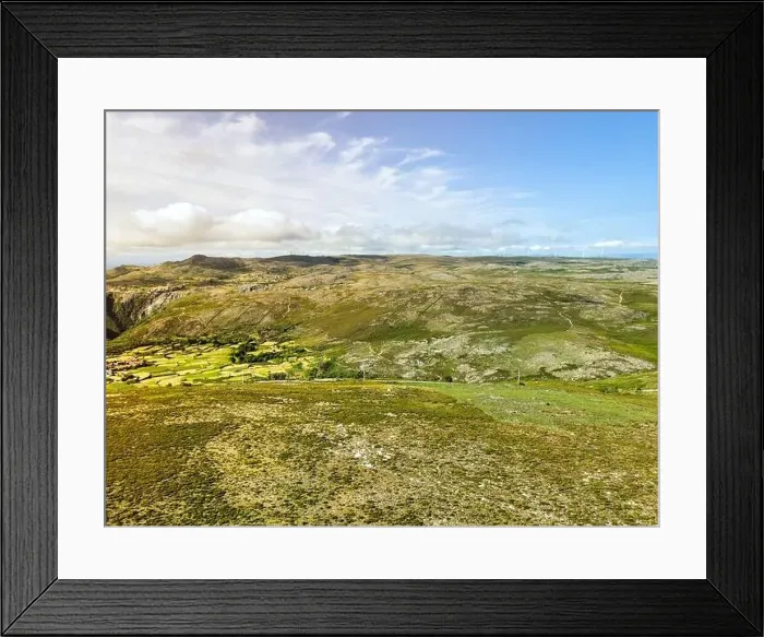 Framed Print : Aerial view near weather radar in Serra da Freita, Arouca Geopark, Portugal. Mountain view Framed Print : Aerial view near weather radar in Serra da Freita, Arouca Geopark, Portugal. Mountain view