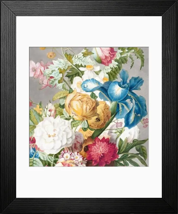 Framed Print : Digital floral design on a textured background. Colorful Flowers with a vintage inspiration Framed Print : Digital floral design on a textured background. Colorful Flowers with a vintage inspiration