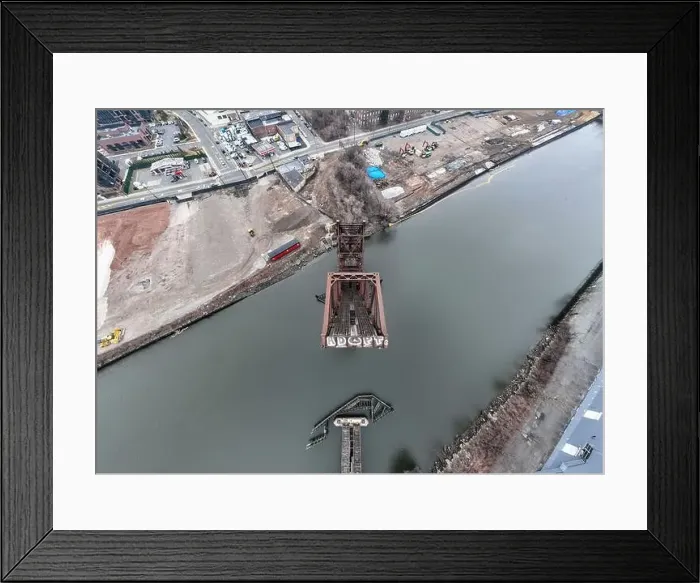 Framed Print : Aerial of Newark, NJ and NX Bridge over the Passaic River Framed Print : Aerial of Newark, NJ and NX Bridge over the Passaic River