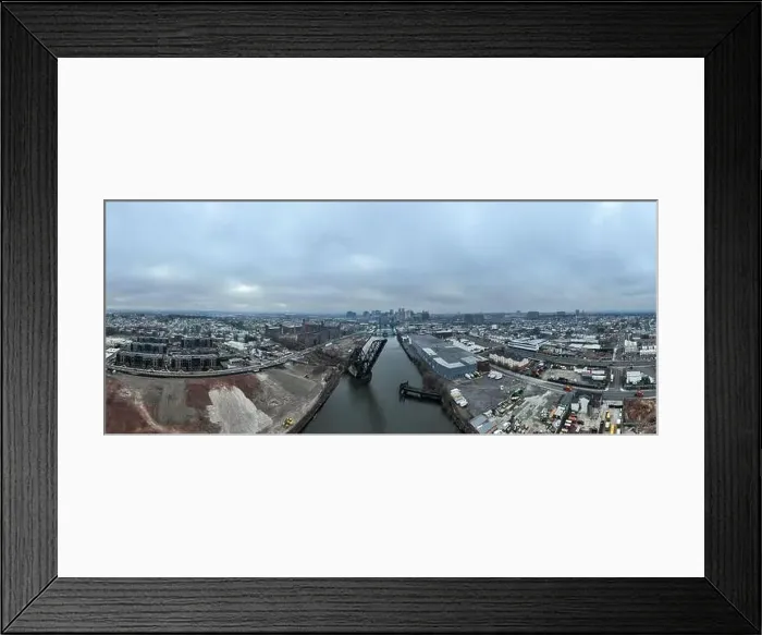 Framed Print : Aerial of Newark, NJ and NX Bridge over the Passaic River Framed Print : Aerial of Newark, NJ and NX Bridge over the Passaic River