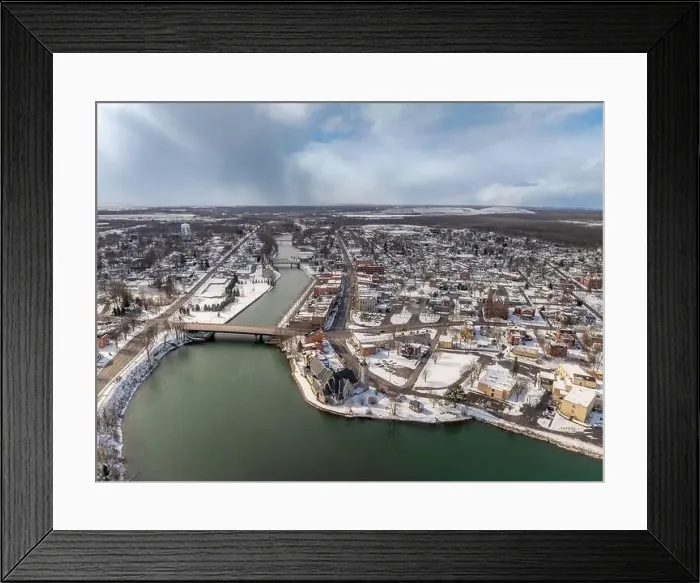 Framed Print : Winter aerial Image of Seneca Falls, NY on a cloudy afternoon Framed Print : Winter aerial Image of Seneca Falls, NY on a cloudy afternoon