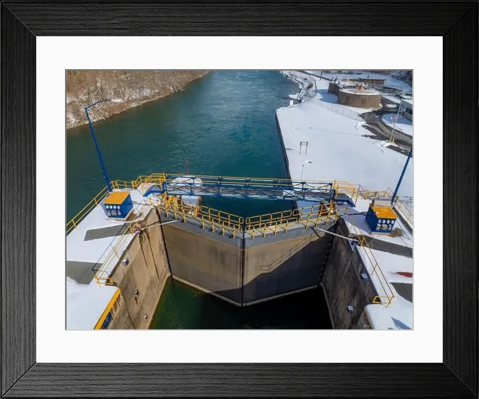 Framed Print : Winter aerial Image of the Erie Canal Locks found in Seneca Falls, NY, between Seneca Lake and Cayuga Lake Framed Print : Winter aerial Image of the Erie Canal Locks found in Seneca Falls, NY, between Seneca Lake and Cayuga Lake
