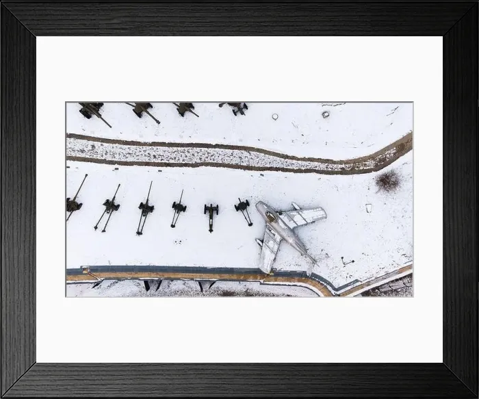 Framed Print : Aerial view of snow-clad tanks Framed Print : Aerial view of snow-clad tanks
