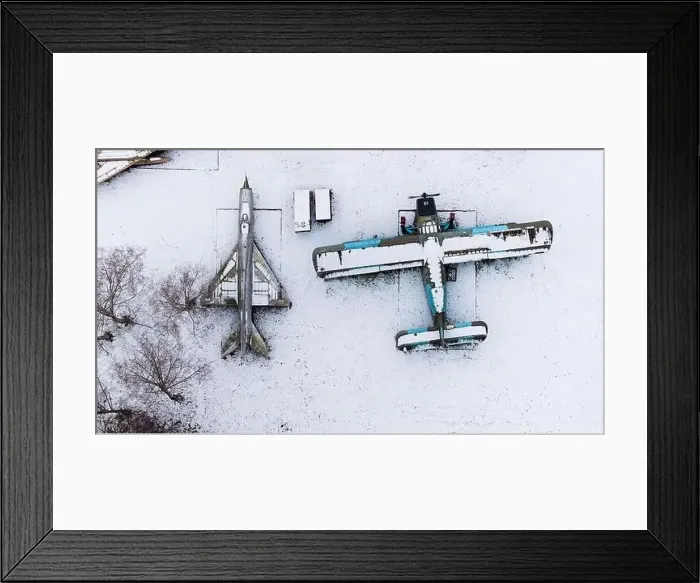 Framed Print : Aerial view of snow-clad tanks Framed Print : Aerial view of snow-clad tanks