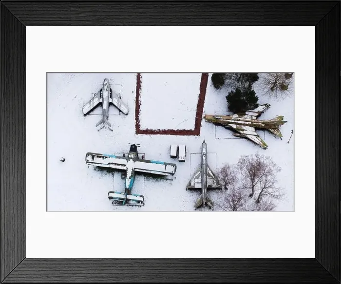 Framed Print : Aerial view of snow-clad tanks Framed Print : Aerial view of snow-clad tanks
