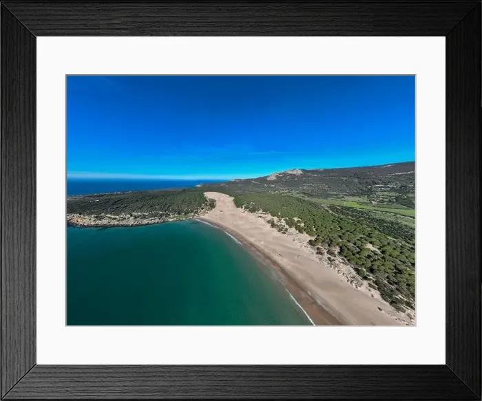 Framed Print : Panoramic view of Bolonia beach in the municipality of Tarifa, Andalusia Framed Print : Panoramic view of Bolonia beach in the municipality of Tarifa, Andalusia