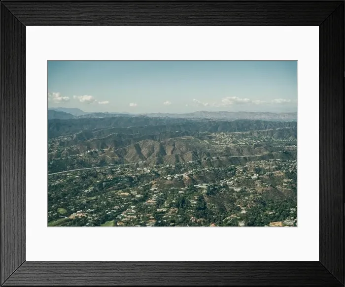 Framed Print : aerial view of hills in Los Angeles California. High quality photo