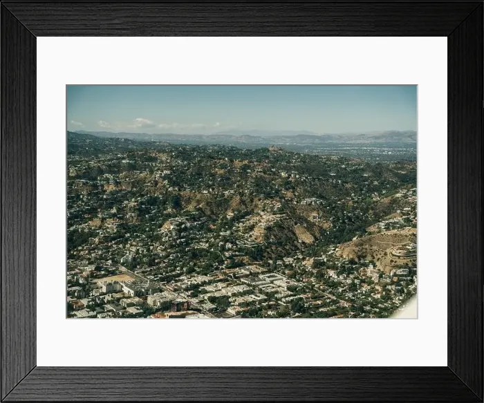 Framed Print : aerial view of hills in Los Angeles California. High quality photo