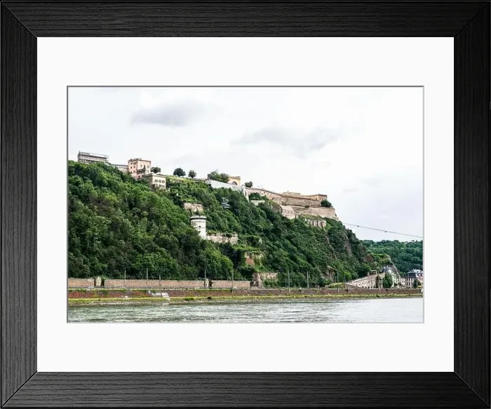 Framed Print : Ehrenbreitstein Fortress panoramic view in Koblenz. Koblenz is city on Rhine, joined by Moselle river Framed Print : Ehrenbreitstein Fortress panoramic view in Koblenz. Koblenz is city on Rhine, joined by Moselle river