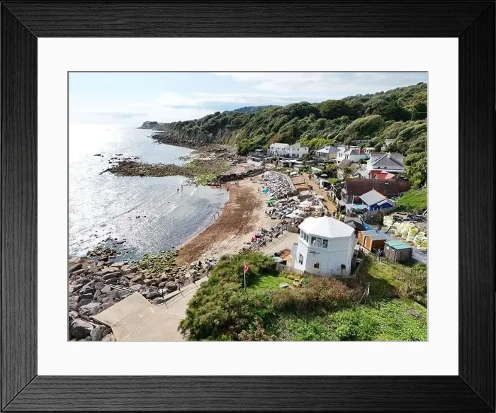 Framed Print : Steep hill Cove Isle of wight UK drone, aerial, view from air Framed Print : Steep hill Cove Isle of wight UK drone, aerial, view from air