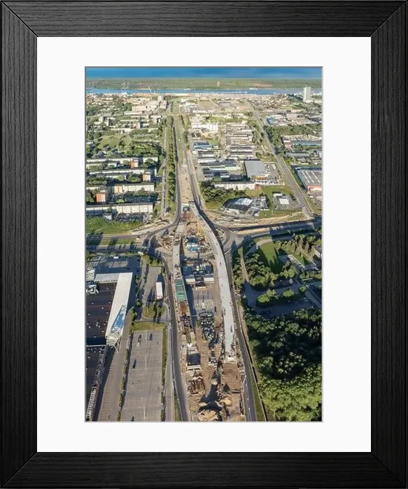 Framed Print : Construction of a new bridge in the Klaipeda city center Framed Print : Construction of a new bridge in the Klaipeda city center