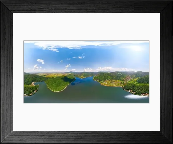 Framed Print : Beautiful 360 aerial panorama of Bovan lake near Sokobanja and Aleksinac in Serbia Framed Print : Beautiful 360 aerial panorama of Bovan lake near Sokobanja and Aleksinac in Serbia