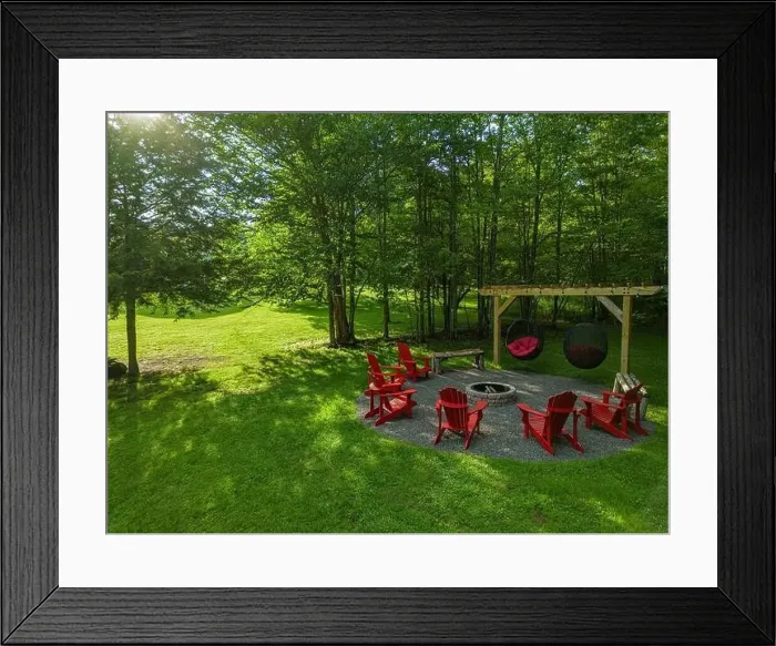 Framed Print : Elevated view drone photography of a Vacation Home at Kaaterskill Falls a two-stage waterfall on Spruce Creek in Framed Print : Elevated view drone photography of a Vacation Home at Kaaterskill Falls a two-stage waterfall on Spruce Creek in