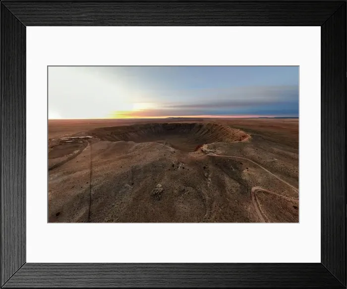 Framed Print : Sunrise at Meteor Crater Arizona by Drone Framed Print : Sunrise at Meteor Crater Arizona by Drone