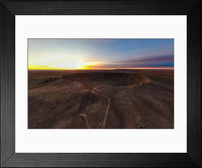Framed Print : Sunrise at Meteor Crater Arizona by Drone Framed Print : Sunrise at Meteor Crater Arizona by Drone