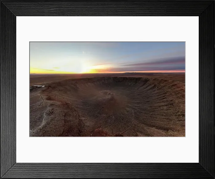 Framed Print : Sunrise at Meteor Crater Arizona by Drone Framed Print : Sunrise at Meteor Crater Arizona by Drone