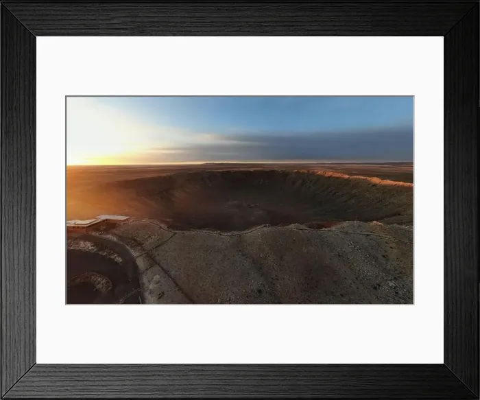 Framed Print : Sunrise at Meteor Crater Arizona by Drone Framed Print : Sunrise at Meteor Crater Arizona by Drone