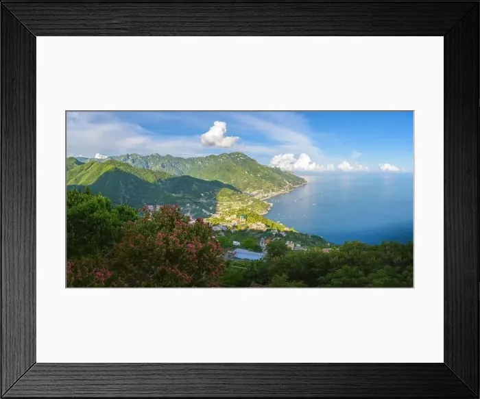 Framed Print : Ravello enchanting vista offers a tranquil retreat above the Amalfi Coast Framed Print : Ravello enchanting vista offers a tranquil retreat above the Amalfi Coast