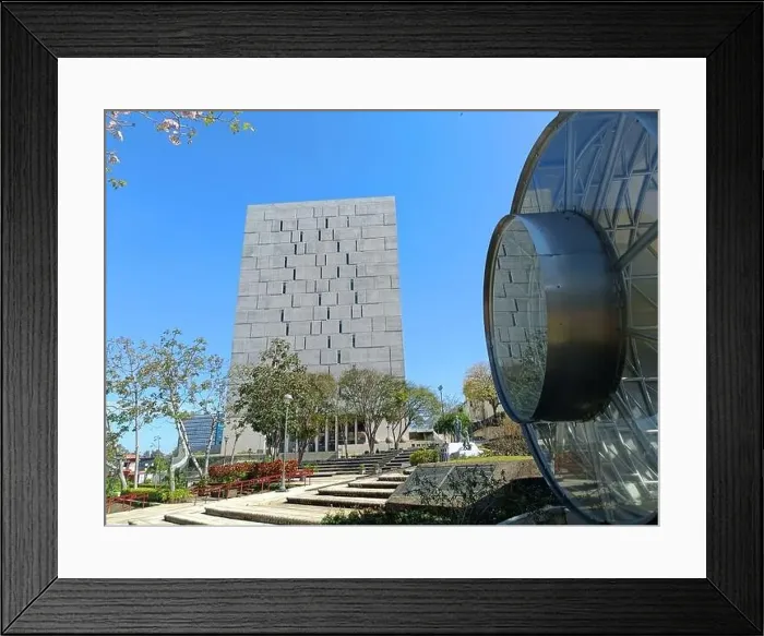 Framed Print : March 15 2023 - San Jose, Costa Rica in Central America: View of the outside of Plaza de la Democracia